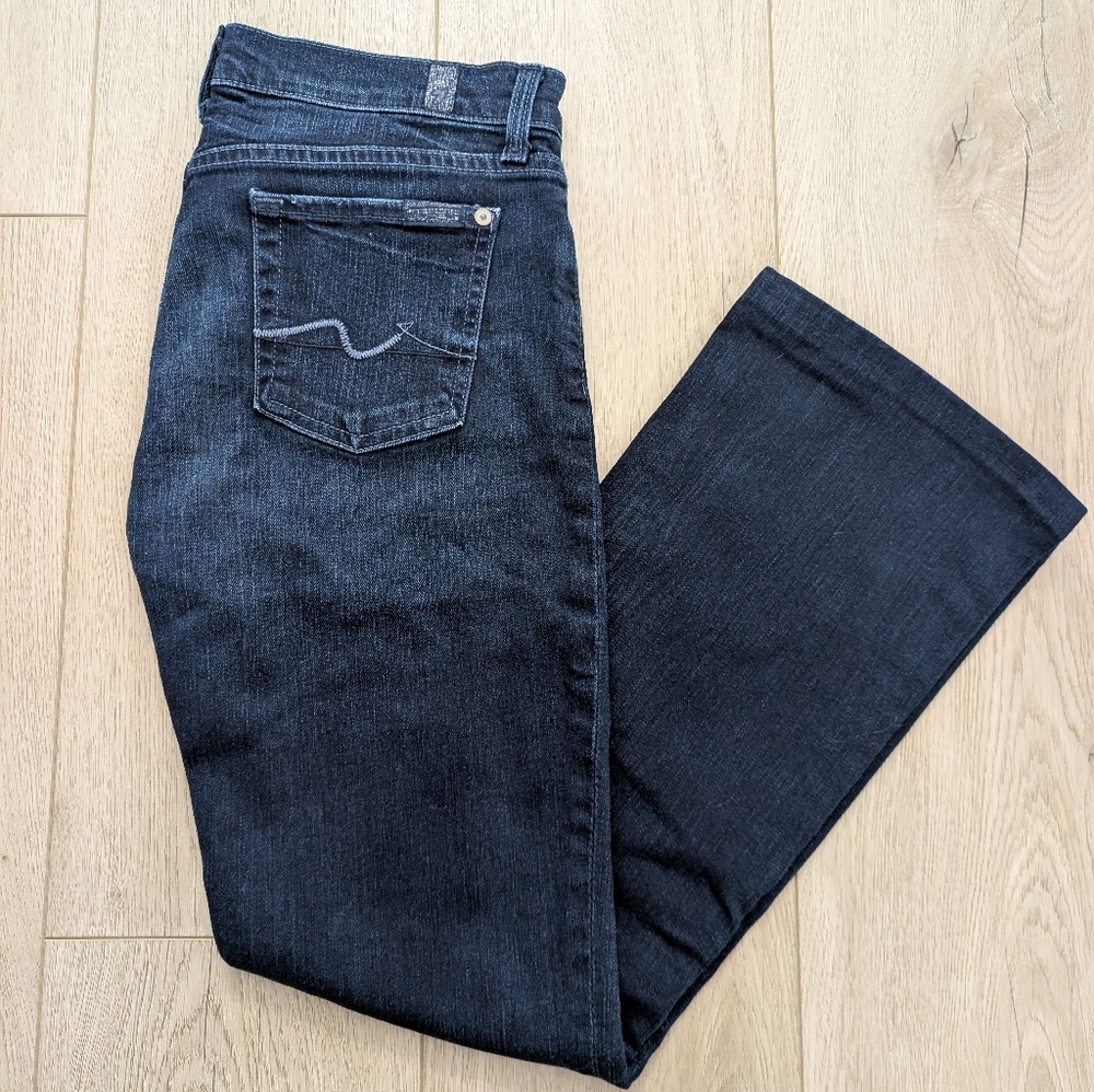 7 For All Mankind Dark Indigo Low Rise Bootcut Jeans
